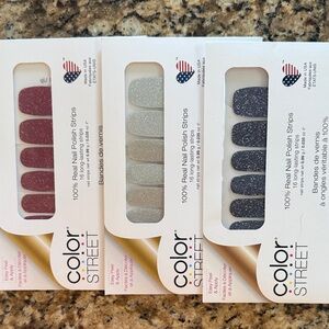 Color Street Glitter Nail Strips Trio - Red, Silver, Black